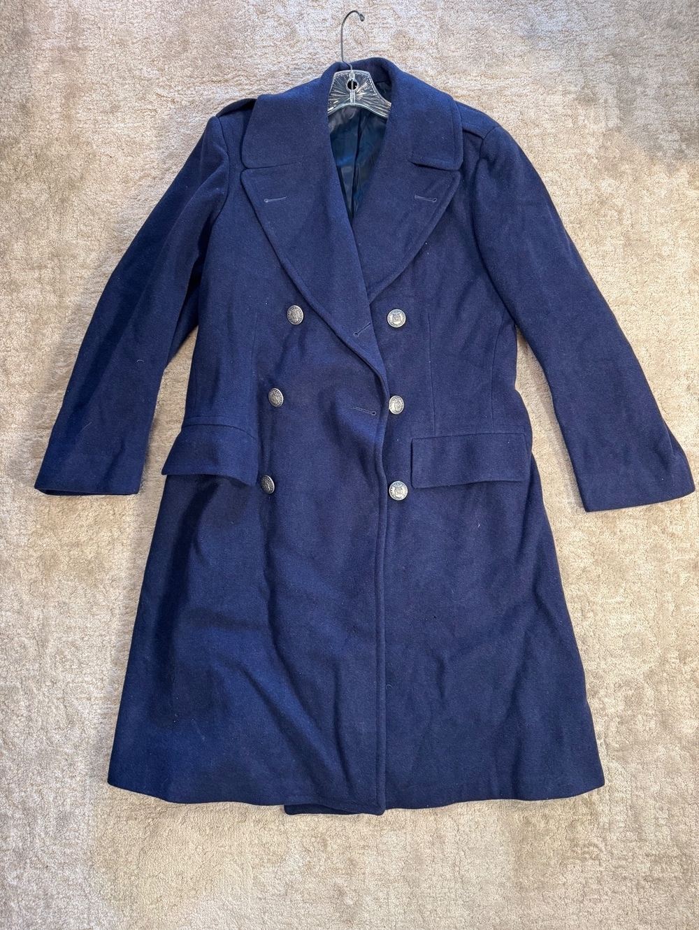 Vintage USAF Air Force Blue-85 Wool Overcoat 37R Military 100% Wool